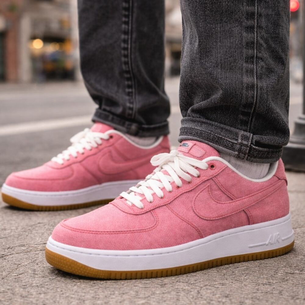 Nike Air Force 1 Mens Red Low Top Sneakers Streetwear Casual Shoes Size 10